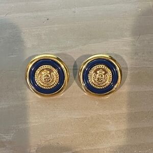 Vintage Liz Claiborne Gold and Blue Earrings